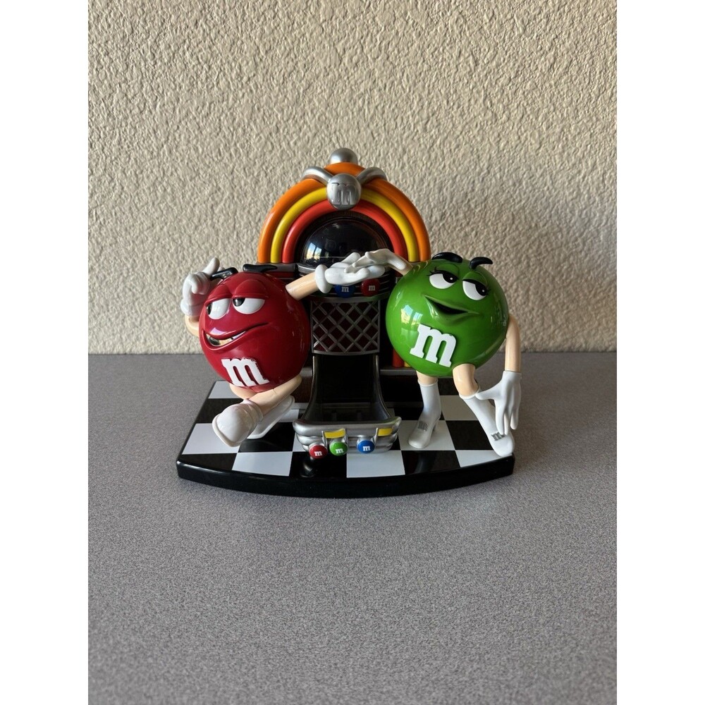 M&M’s Jukebox Candy Dispenser Red & Green Characters Music Diner 8”